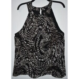 Ann Taylor Sz 16 Sleeveless Top Semi Sheer Lined Halter Blouse Keyhole Back